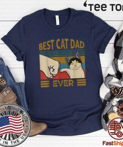 Vintage Retro Best Cat Dad Ever Bump Fist 2020 T-Shirt