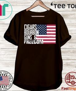 Cigars Bourbon Guns Freedom American Flag 2020 T-Shirt