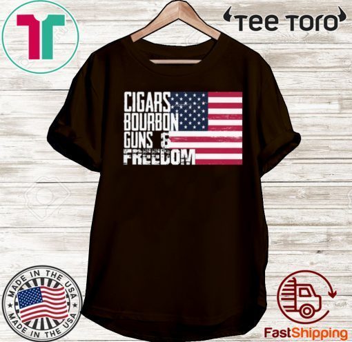 Cigars Bourbon Guns Freedom American Flag 2020 T-Shirt