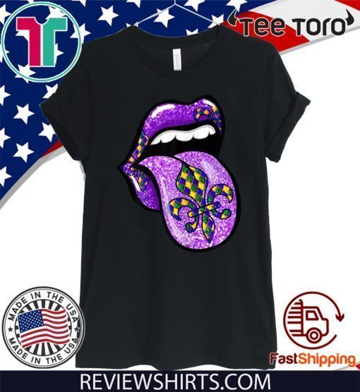 Mardi Gras Flag Shirt - Celebration Lips Fleur de Lis T-Shirt