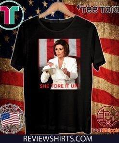 Nancy Pelosi Meme She Tore It Up Trump Speech 2020 T-Shirt