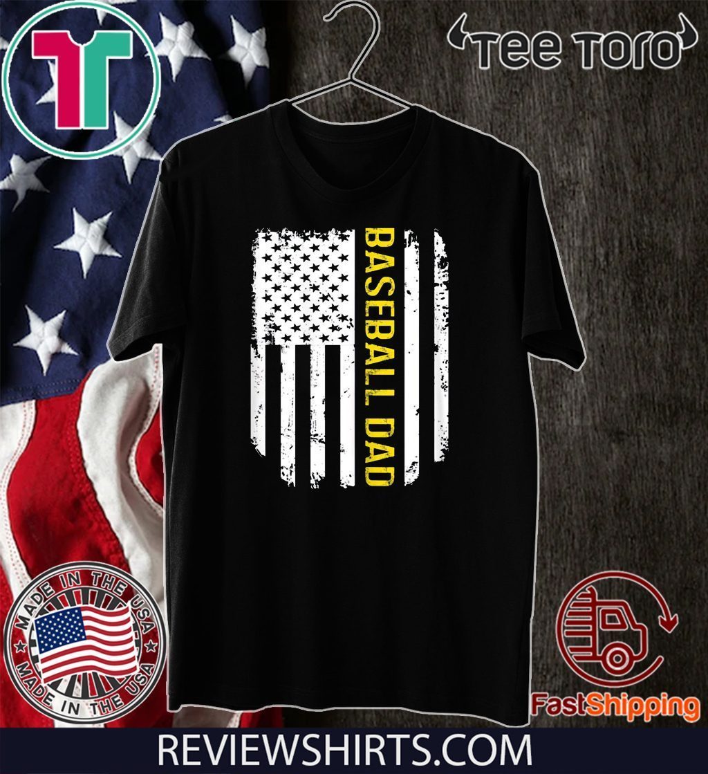 Vintage American Flag Proud Baseball Dad Official T-Shirt