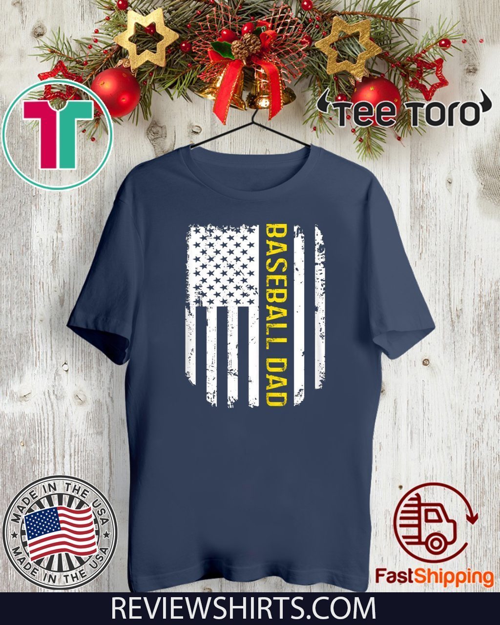 Vintage American Flag Proud Baseball Dad Official T-Shirt