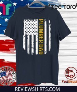 Vintage American Flag Proud Plumber Dad 2020 T-Shirt