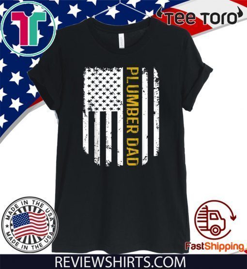 Vintage American Flag Proud Plumber Dad 2020 T-Shirt