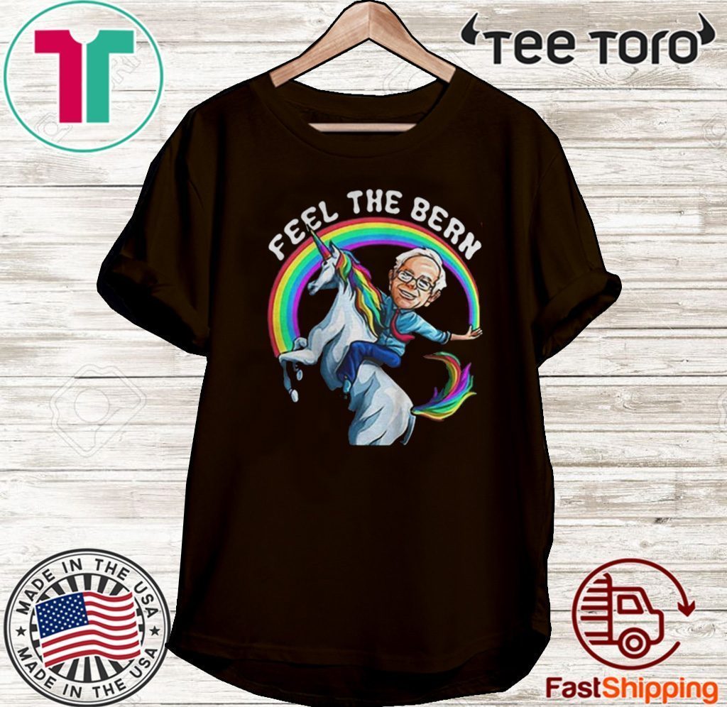 Bernie Riding unicorn Rainbow Feel The Bern 2020 T-Shirt