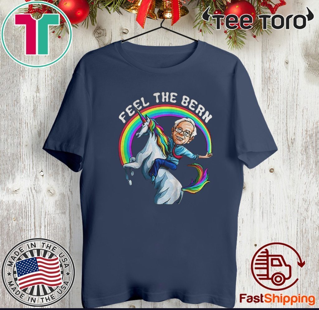 Bernie Riding unicorn Rainbow Feel The Bern 2020 T-Shirt