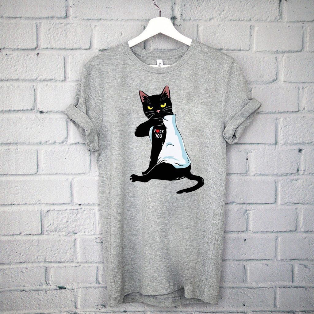 Black cat tattoo fuck you Official T-Shirt - ReviewsTees