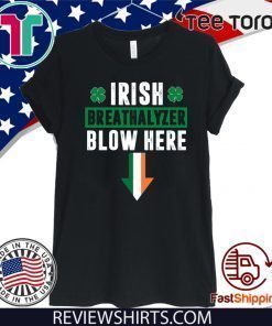 St Patricks Day Shamrock Irish Breathalyzer Blow Here Official T-Shirt