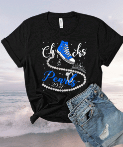 Chucks and Pearls 2021 HBCU Black Girl Magic Blue Shirt