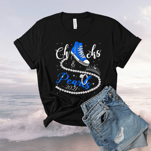Chucks and Pearls 2021 HBCU Black Girl Magic Blue Shirt
