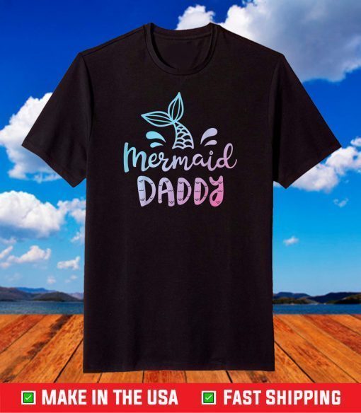 Mermaid Daddy Funny Merman Dad Papa Family Matching Birthday T-Shirt