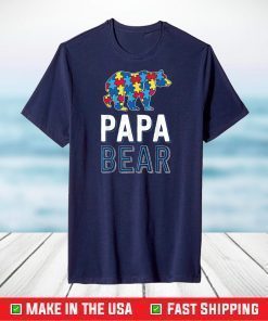 Papa Bear World Autism Awareness Day Family Puzzle Piece T-Shirt