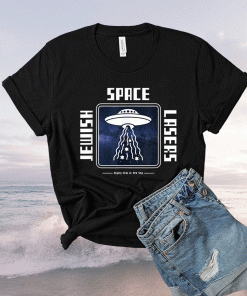 Jewish Space Lasers Funny UFO Universe Flying Chai Stars Shirt