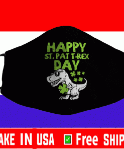Happy St Pat Trex Day Dino St Patricks Day Face Mask