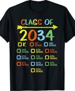 Checklist Handprint Class Of 2034 Grow With Me Boys GIrls T-Shirt