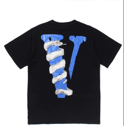 Men's Vlone X Python Shirts Tide Hip Hop Print T Shirt Cotton Short Sleeve Loose T-Shirt