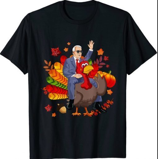 Riding With President Biden Funny Turkey Thanksgiving Mens T-Shirt