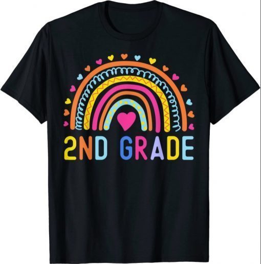 2nd Grade Rainbow Girl Boys Teacher Hello Second Grade Squad T-Shirt