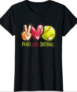 Softball Player Girls Peace Love Softball T-Shirt