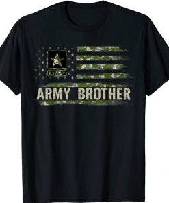 Vintage Army Brother With Camo American Flag Veteran Funny Shirt