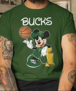 Bucks Championship Mickey Mouse Taking Larry O’Brien Championship Trophy TShirt