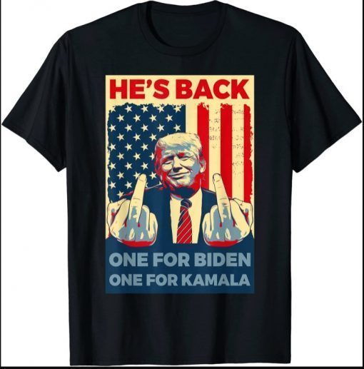 Middle Finger Biden Kamala Save America USA Flag T-Shirt