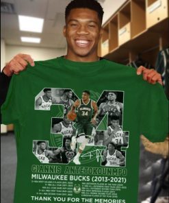 34 Giannis Antetokounmpo Milwaukee Bucks 2013-2021Thank you for the memories shirt Giannis Antetokounmpo City Edition Jersey T Shirt