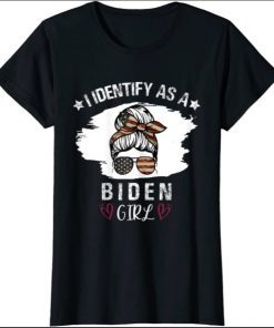 Womens I Identify As Biden Girl American Flag Pro Joe Biden Patriot Shirt