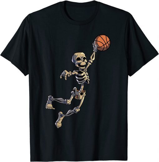 Basketball Skeleton Halloween Men Boys Basketball Halloween 2021 Tee Shirt