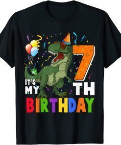 Kids It's My 7th Birthday Happy 7 Year Old Dino T-Rex Party Gift T-Shirt