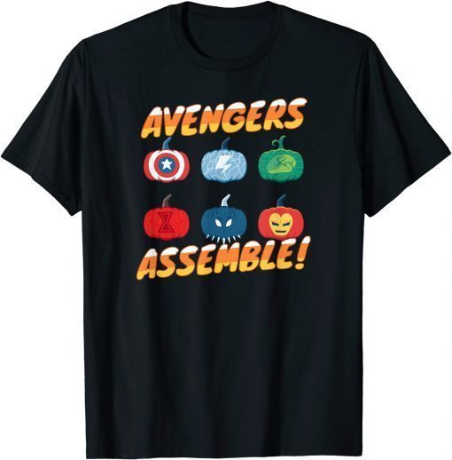 Official Marvel Avengers Assemble Pumpkin Heroes Halloween T-Shirt