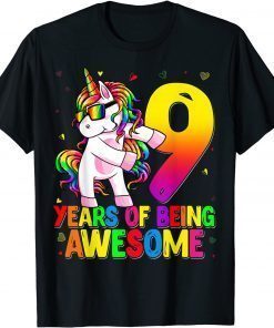 Classic 9 Years Old Birthday Unicorn Flossing 9th Birthday Unicorn T-Shirt