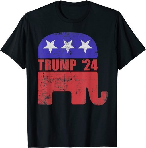 Donald Trump 2024 Pro Republican Elephant Sign Faded Vintage Unisex T-Shirt