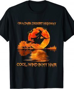 Funny Witch Riding Brooms On A Dark Desert Highways Halloween T-Shirt