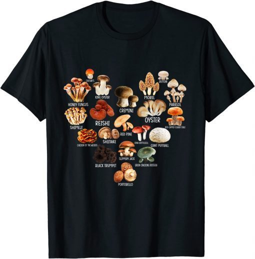 I Love Mushroom Heart Mycology Cottagecore Fungi Foraging T-Shirt