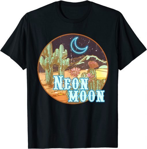 Funny Neon Moon Retro Western 80s 90s Country Tee T-Shirt