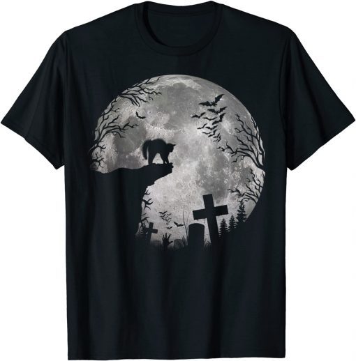Unisex Halloween Bats and Black Cats Witchs Moon trick treat T-Shirt