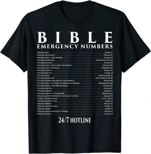 Bible Emergency Hotline Numbers - Cool Christian Gift Shirts