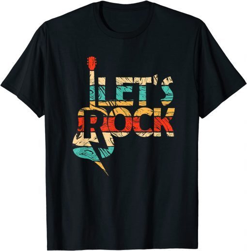 Funny Lets Rock - Rock Roll Patriotic Guitar Music Lover T-Shirt