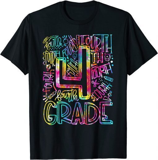 Classic Tie Dye 4th Grade Typography Team Fourth Grade Teacher Gift T-Shirt