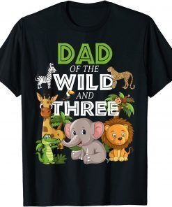 Funny Dad of the Wild Three Zoo Birthday Safari Jungle Animal T-Shirt