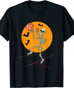 Basketball Skeleton Halloween Men Boys Basketball Halloween Gift TShirt