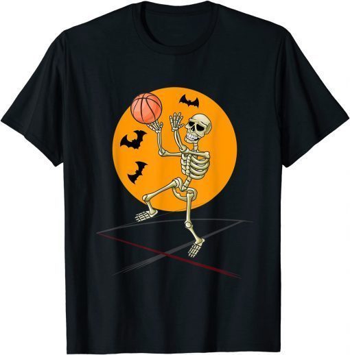 Basketball Skeleton Halloween Men Boys Basketball Halloween Gift TShirt