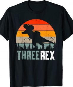 Official Three Rex 3rd Birthday Boy T Rex Dinousar 3 Years Old Kids T-Shirt