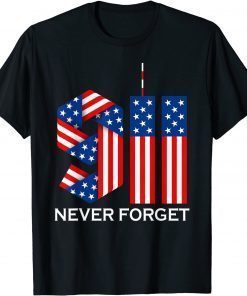 Never Forget 911 20th Anniversary Patriot Day American Flag Unisex T-Shirt