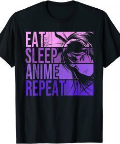 Funny Eat Sleep Anime Repeat Tee - Anime Lovers Gifts Idea Girls T-Shirt