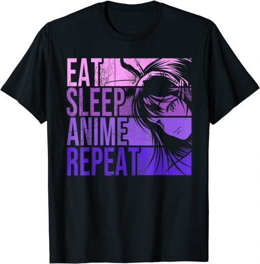 Funny Eat Sleep Anime Repeat Tee - Anime Lovers Gifts Idea Girls T-Shirt