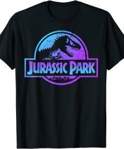 Official Jurassic Park Blue & Purple Fossil Logo Graphic T-Shirt