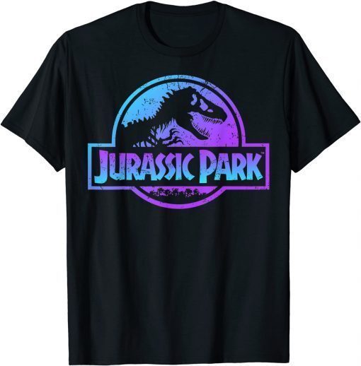 Official Jurassic Park Blue & Purple Fossil Logo Graphic T-Shirt